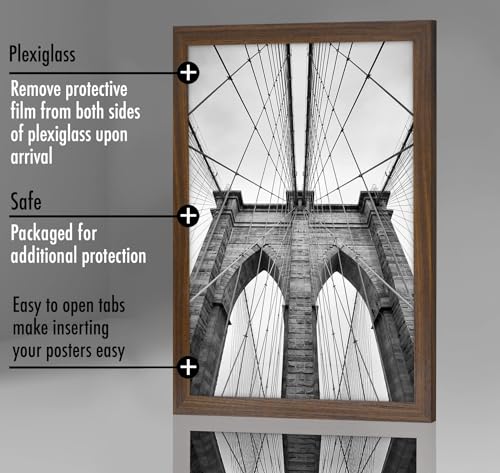 Image of Americanflat 20x30 Poster Frame - Mahogany Engineered Wood with Polished Plexiglass - Wide Picture Frame for Vertical or Horizontal Wall Display - Epic Collection - Mahogany