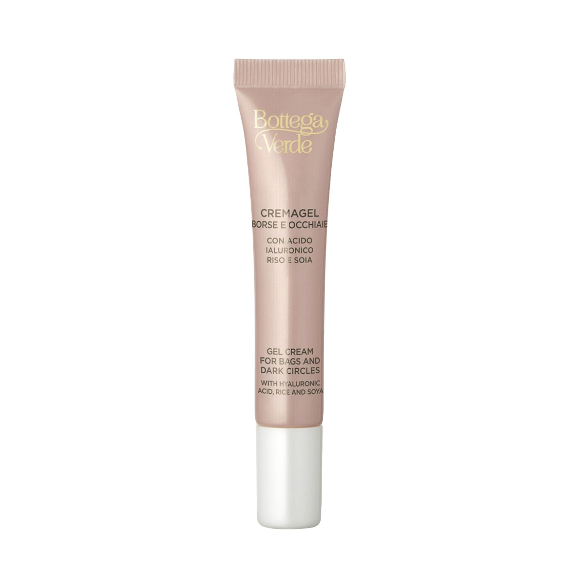 Bottega Verde - Crema Gel Borse e Occhiaie, 15 ml, con Acido Ialuronico, Riso e Soia, Fresco e Idratante, Combatte i Segni di Stanchezza, Perfetto come Base per Make-Up Occhi