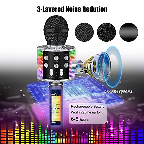 Ankuka bluetooth-karaoke-microfoon, draadloze microfoon met ingebouwde luidsprekers, handheld karaoke microfoon voor… - Image 7