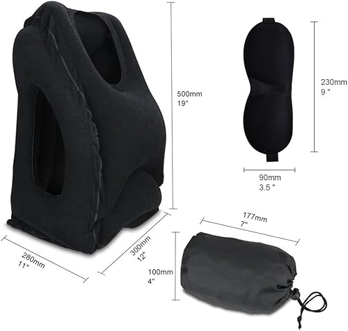 Miniatura 6 de HOMCA Almohada de viaje, almohada inflable portátil para cabeza y cuello, diseño para aviones, automóviles, autobuses, trenes, siesta de oficina,