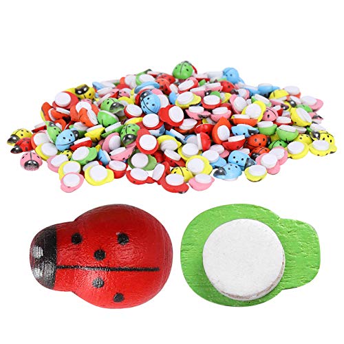 TIKATARER Naklejki Biedronki, Drewniany Wystrój Biedronki z 300pcs Lady Bugs for Micro Landscape Decoration