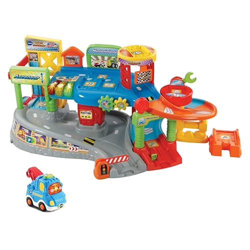 VTech - Garaje multitaller TutTut Bólidos, Playset y Pista de Juguete, Incluye Coche Capicúa la grúa, Circuito Interactivo, Versión ESP
