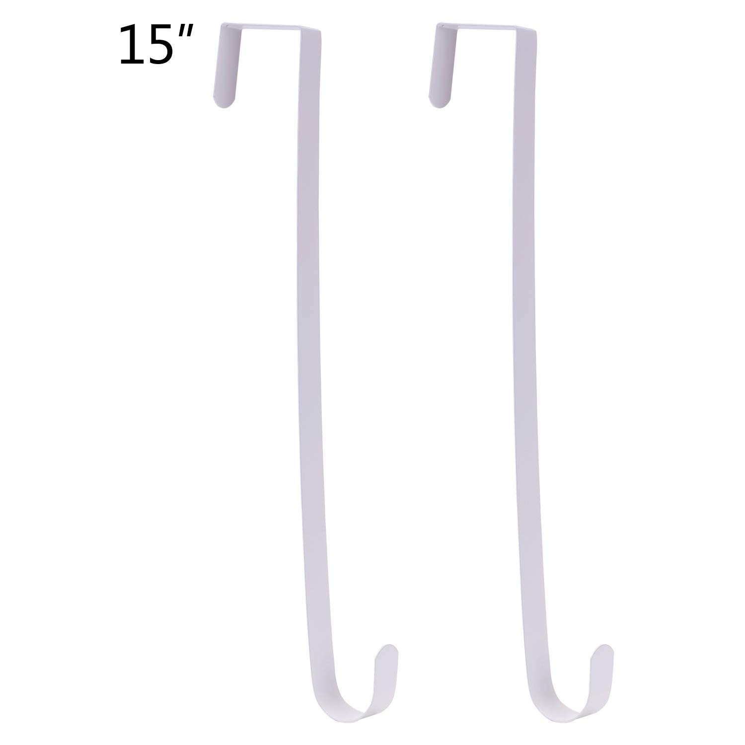 Sattiyrch 15" Wreath Hanger for Front Door,Sturdy Steel Wreath Door Hanger,Over The Door Hanger Hook (White,2)