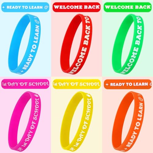 JUNEBRUSHS-42pcs-Back-to-School-Party-Favors-Silicone-Bracelets-First-Day-of-School-Gifts-Prize-Rubber-Wristbands-Supplies-for-School-Decorations-Accessories-Goodie-Stuffers-Fillers6-Designs JUNEBRUSHS 42pcs Back to School Party Favors Silicone Bracelets First Day of School Gifts Prize Rubber Wristbands Supplies for School Decorations Accessories Goodie Stuffers Fillers6 Designs