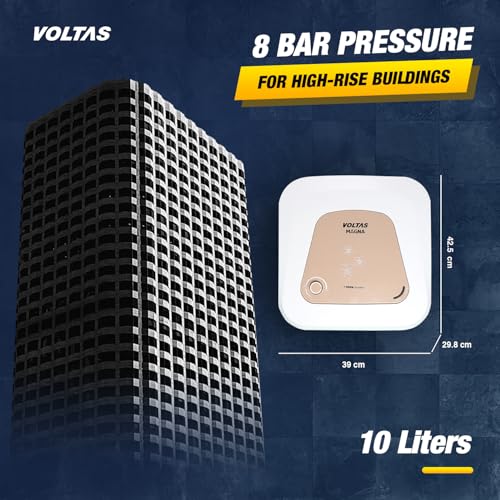 Image of Voltas Magna 5-Star 10L Water Heater 2000W, Warranty of 7 years on Tank, 3 Years on Heating Element, 2 Years on Product by Voltas|Free Installation| Free Connecting Pipe|Copper Element|8 Bar (White)
