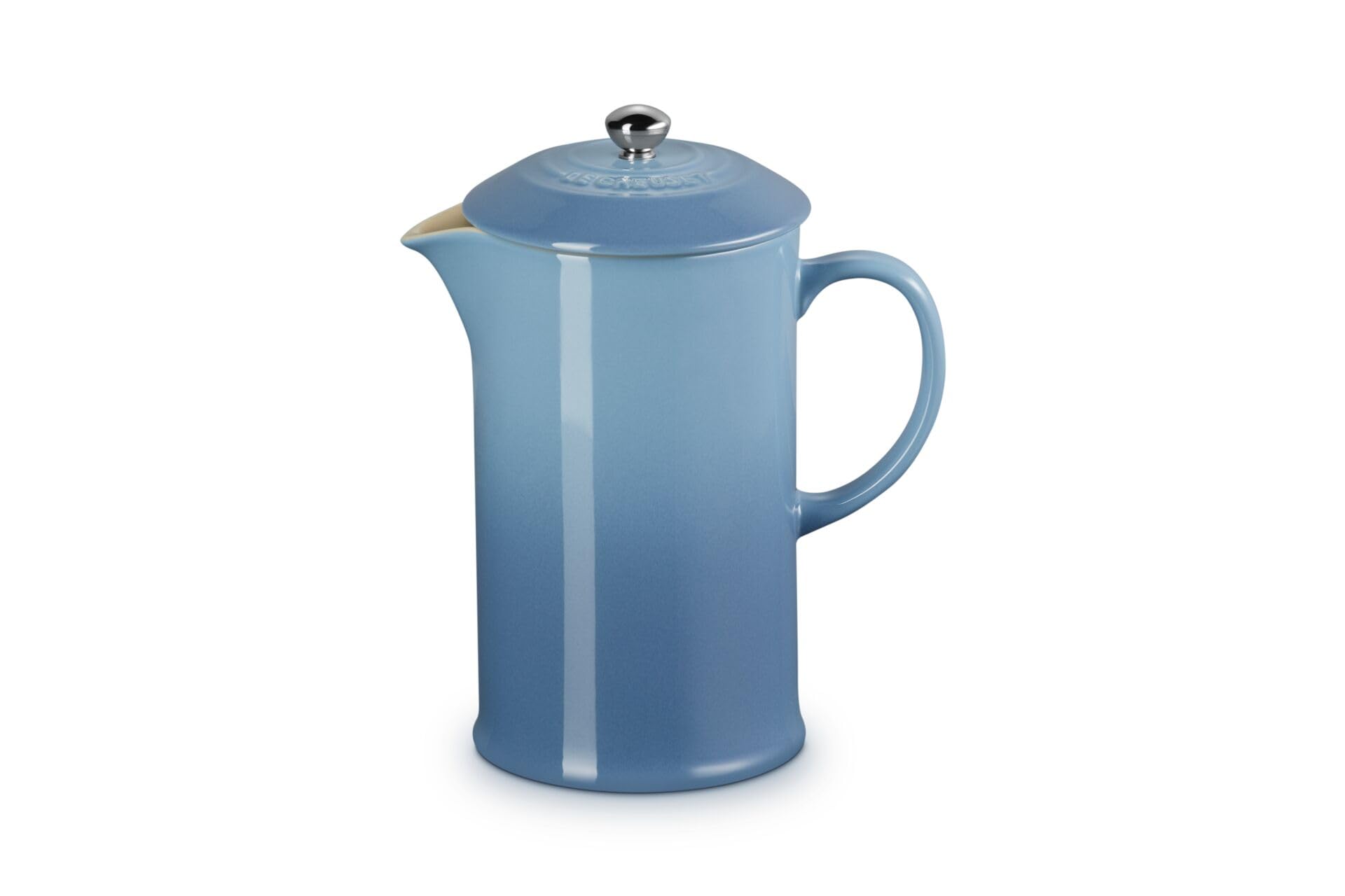 LE CREUSET Coffee Press in gres vetrificato con Pressa in Acciaio Inox, 1 L, Chambray, 60706084340003