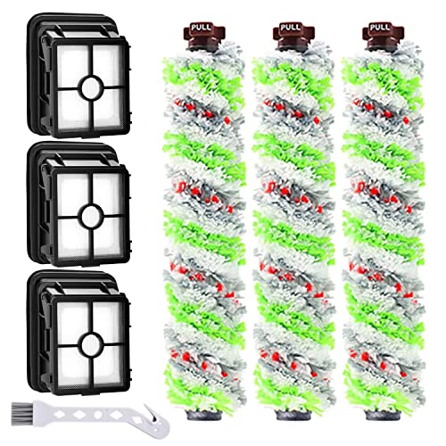 3 Stück Ersatzfilter und 3 Stück Multiflächen-Bürstenrolle Haustier, Zubehör für Bissell Crosswave 3-in-1, für Bissell CrossWave 1866 1785 2052 1713 2225N Staubsauger Cover