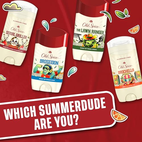 Image of Old Spice Aluminum Free Deodorant for Men, Summerdudes, 24 /7 Odor Protection with Daily Use, 24 /7 Sunny Freshness & Long Lasting Scent, Smooth Glide, Brochella with Citrus Fizz Scent, 3.0 oz