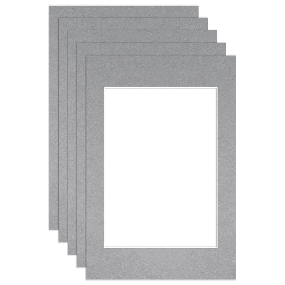 Procut Global 60x40cm Silver Picture Mounts to Fit A3 Aperture - Precision Cut Cardboard Photo Mount - Ideal for Frames, Prints, Artwork & Certificates - Sizes & Colours Available - 5 Pack