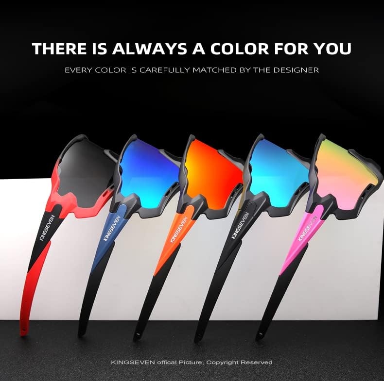 Miniatura 3 de KINGSEVEN Gafas de ciclismo polarizadas para hombres y mujeres, gafas de sol para bicicleta de carretera MTB con 4 lentes intercambiables LS-911