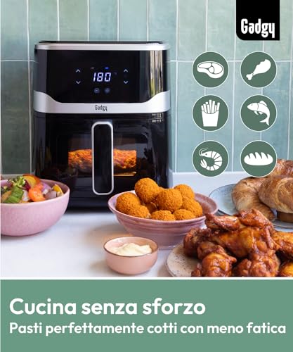 Gadgy Friggitrice Ad Aria Calda 5L Con Finestra E Touch Screen – Airfryer 1400W Senza Olio, Temperatura Regolabile 80-200°C – 7 Programmi – Cestello Antiaderente Facile Da Pulire - 3