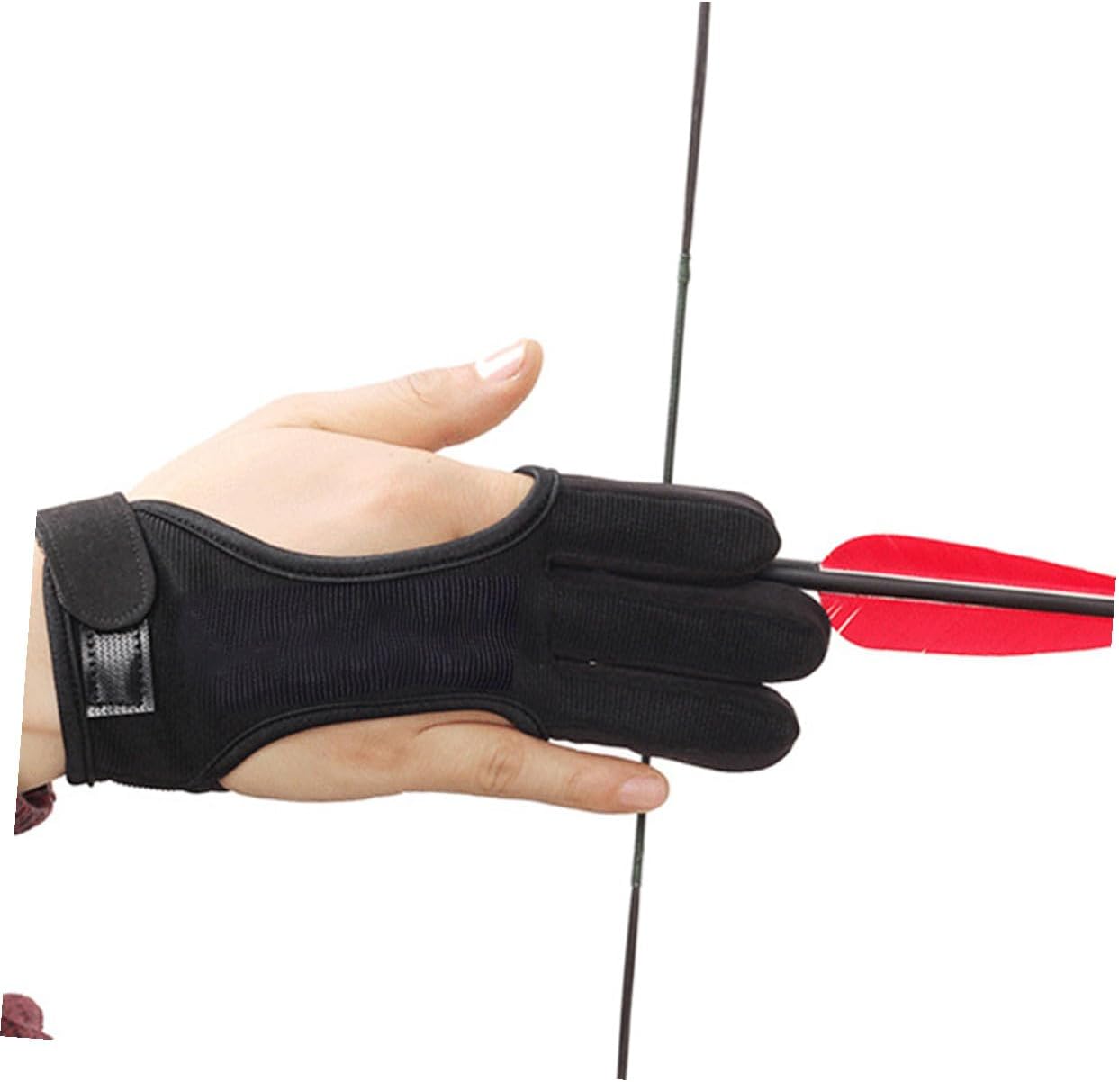 Milisten Archery Three Finger Glove Bow Arrow Accessory Protective Cover Stretch Cowhide Buckle