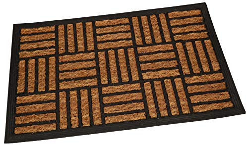 KOTARBAU® Felpudo de goma con incrustaciones de coco 40 x 60 cm, antideslizante, felpudo para limpiar la suciedad