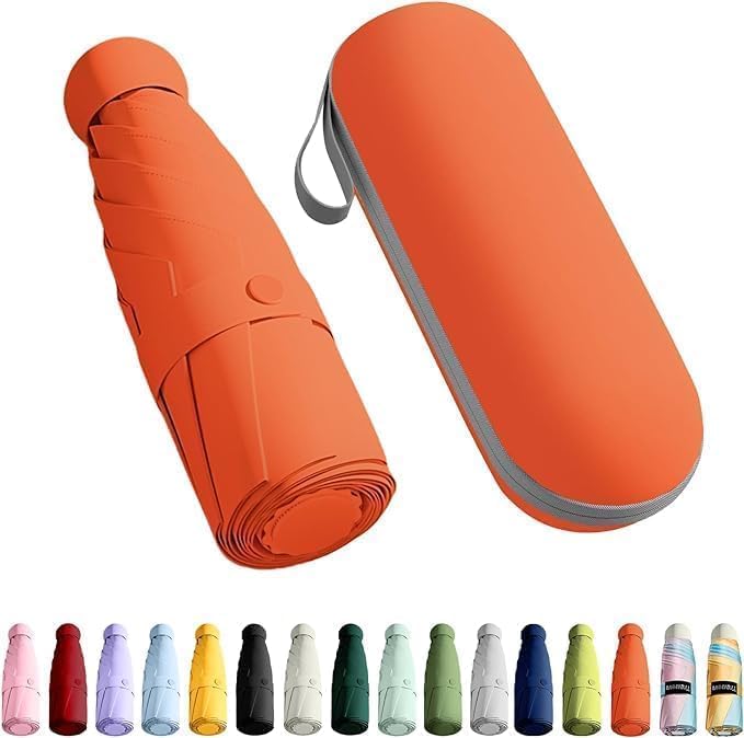 Image of SNKR ESSENTIALS HEMOVIA Mini Umbrella with Case for Men & Women (Manual Open) Compact Travelling Umbrella, Polyester & UV Protection Fabric for Summer Use in Rain & Summer- 6 Frame