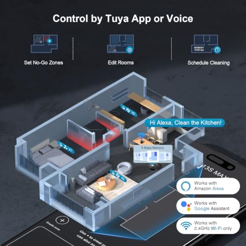 Image of Robot Vacuum and Mop, 11500 Pa Suction, 3-in-1 Robotic Vacuum with Smart LiDAR Navigation, 90 Day Self-Emptying,160 Min Runtime,App /Alexa /Voice Control, Ideal for Pet Hair, Carpet & Hard Floor
