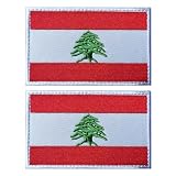 EmWoot 2PCS Lebanon Flag Patch Embroidered Morale Patch Military Tactical Patches Hook and Loop