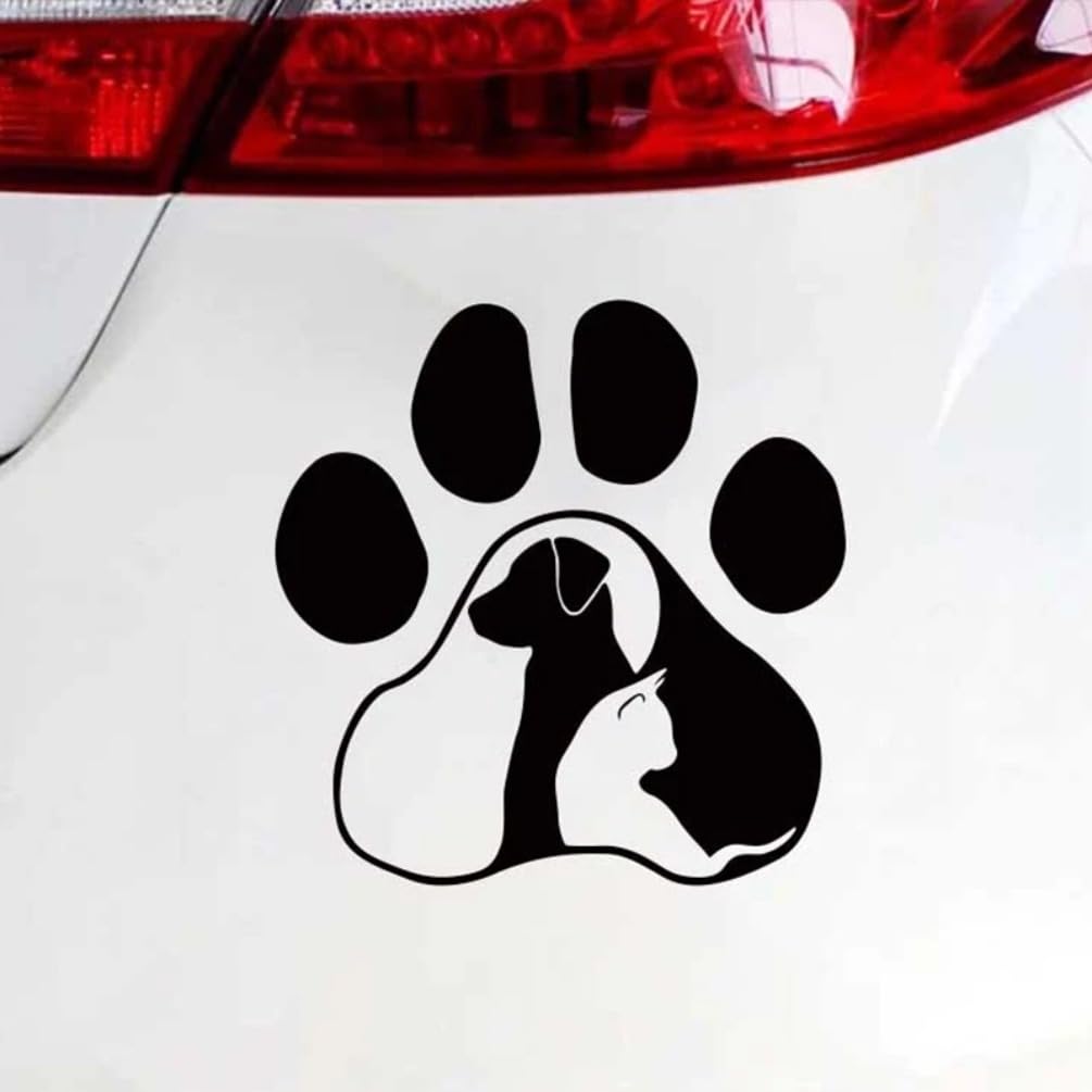Lot de 2 autocollants de voiture mignons de 13,5 x 14 cm avec motifs de pattes de chien et de chat, autocollants en vinyle mignons pour voiture, camion, ordinateur portable, décoration durable pour