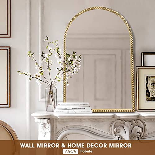 Arched-Wall-Mirror-for-Bathroom-24x36-Metal-Beaded-Frame-Decorative-Accent-Mirror-Large-Modern-Rustic-Distressed-Hanging-Wall-Decor-for-Washroom-Bedroom-Living-Room-Entryway-Antique-Gold