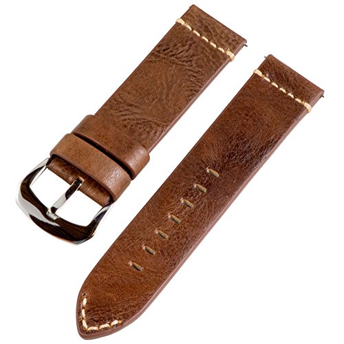Clockwork Synergy® Dapper Collection - 22mm Brown Vintage Leather Watch Band