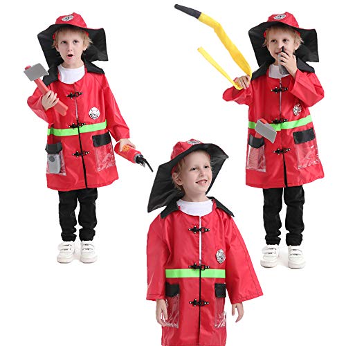 TOPTIE 4 Sets Kids' Role Play Costume Doctor Surgeon Police Officer Fire Chief Dress up Sets for Kids