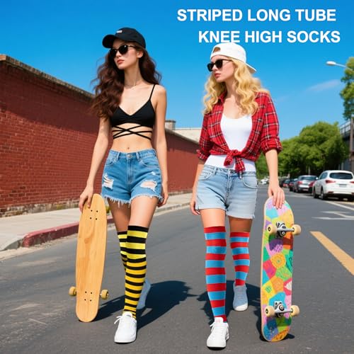 Casual Knee High Sock, Tube Socks, Elasticity Athletic Socks, Thin Stripe Kn-ee High Stockings,Outdoor Casual Knee Sock2