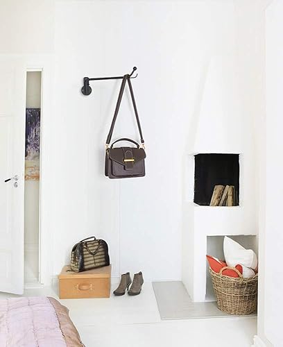 Vista 6 de Mkono - Perchero de ropa montado en la pared, organizador de lavandería con brazo oscilante, varilla de colgar de metal que ahorra espacio