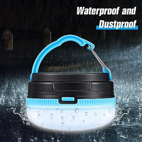Image of Camping Lantern Waterproof LED Outdoor Camping Lights Battery Powered Tent Light for Power Cuts Emergency Camping Hiking Automobile (3 Modes ) (Blue)