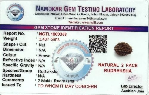 Image of Siddha 2 /Two Mukhi Rudraksha, Laboratory Certified, Capped with Silver Between Indian Beads with Handmade Tassel, Size 22mm-28mm, Color-Brown (2 Mukhi Silver Rudraksha)