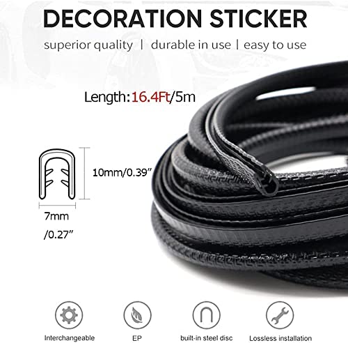 Image of SPIREX Black Anti-Scratch Anti-Collision Heavy Duty Edge Guard Door Protection U Shape Edge Trim Rubber Seal Protector Rubber Clips Fit for All Cars - 5 Meters
