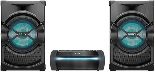 Sony Sistema estéreo para el hogar con Bluetooth, graves potentes, luces LED, karaoke, sistemas de estantes estéreo con reproductor de DVD, USB,