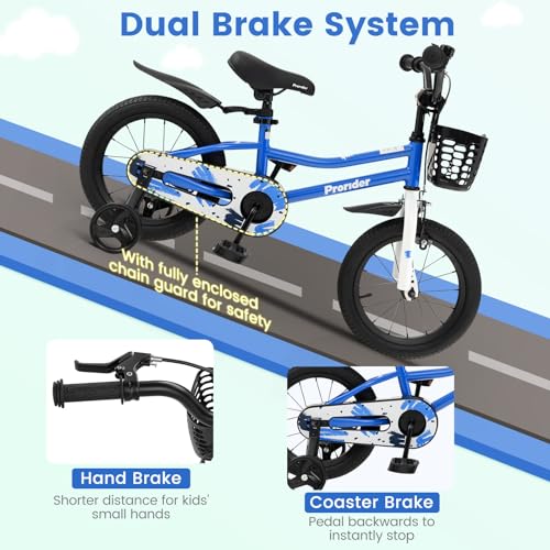 Image of BABY JOY Kids Bike, 12 14 16 18 Inch Boys Girls Bike for 3-8 Years w /Training Wheels, 20 Inch Children Bicycle for 8+ Teens w /Kickstand, Handbrake, Coaster Brake & Removable Basket, Sporty Bicycle