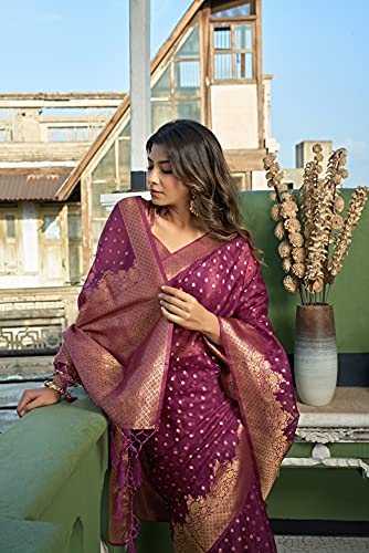 Image of Vardha Women's Art Silk,Silk Saree with Banarasi Weave and Unstitched Matching Blouse Piece | Sari for Women