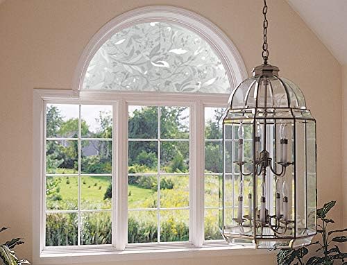 Miniatura 4 de AUTOTECH PARK Película arqueada precortada para ventana, diseño floral serie 5, adhesivo autoestático, diámetro de 59 pulgadas