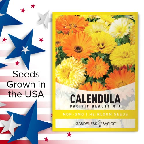 Calendula Seeds For Planting (Pacific Beauty Mix) - Annual Flower Seeds Great For Cut Flower Gardens, Herbal Tea And For Medicinal Purposes, Open Pollinated Flower Seed By Gardeners Basics #TOP4