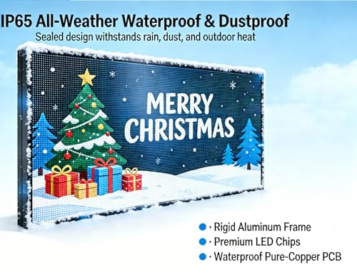 Image of P5 Outdoor IP65 Waterproof 65 inchx34 inch Programmable LED Sign Board - Wi-Fi Full Color High-Res Scrolling Display, USB Control, Custom Images & Video for Business