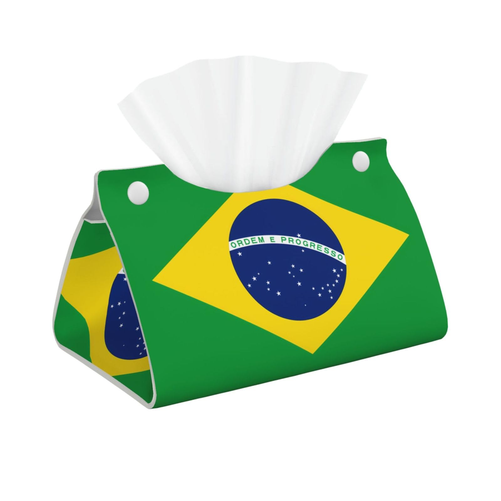 Brazilian flag Long Leather Tissue Box Cover-Waterproof PU Leather Tissue Holder for Bathroom, Decorative Rectangular Tissue Case
