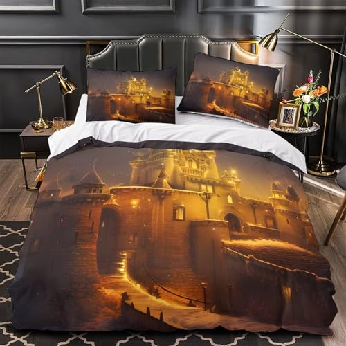 Housse de couette microfibre résistante 220x240 cm imprimé 3D fermeture éclair
