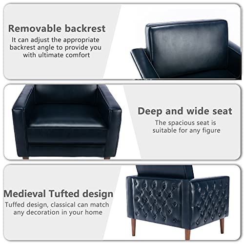 Sillón tapizado tufted azul moderno miniatura 5