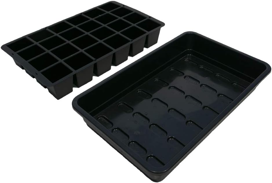 Hoss 48-Cell Seed Starting Kit | Trays, Domes, Soil, Fertilizer and Plant Labels!