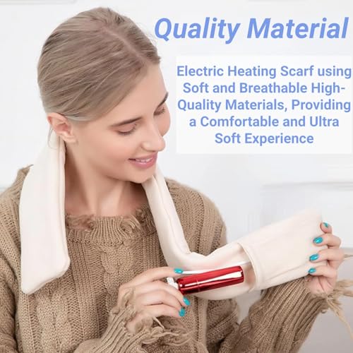 Electric Heating Scarf, Neck Heating Pad Heated Neck Wrap with Power Bank, Rapid Heat Portable Neck Warmer with 3 Heating Levels for Neck Pain Relief, Christmas Thanksgiving Winter Gift (Coffee Color)3