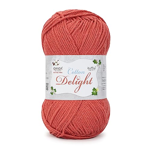 Image of Ganga Acrowools Cotton Delight, Dk Weight Cotton Yarn, Oekotex Class L Certified 100G, 169M COD014 Wild Watermelon