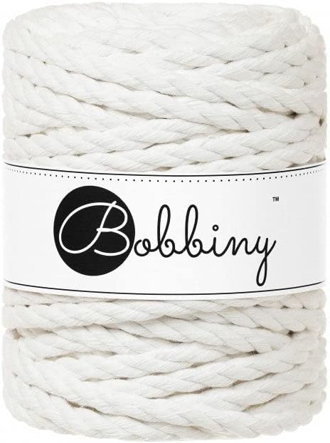 Bobbiny Cordón de macramé de 3 capas de 0.354 in (blanco hueso) 33 yardas98 pies (100% algodón reciclado)