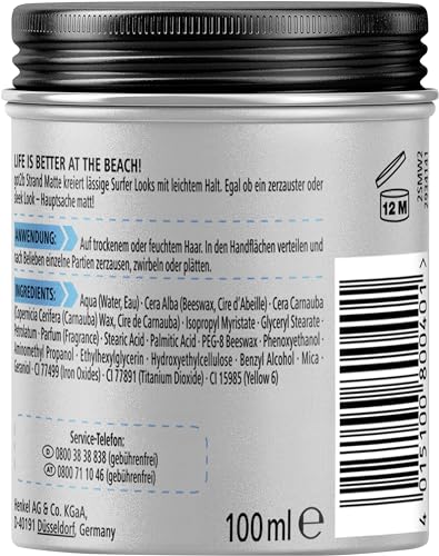 got2b Strand Matte Matt-Paste (100 ml), Styling Paste für matte Surfer Looks, zum Strubbeln, Texturieren oder Zähmen ohne Verkleben, leichter Halt