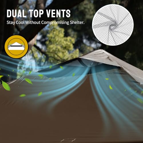 CROWN SHADES 10x10 Pop Up Canopy - Beach Tent with One Push Setup - Outdoor Sun Shade for Events, Parties, Camping - Gazebo with STO-N-Go Cover Bag, Silver Coated Top, 3 Height& 4 Sand Bags, Coffee