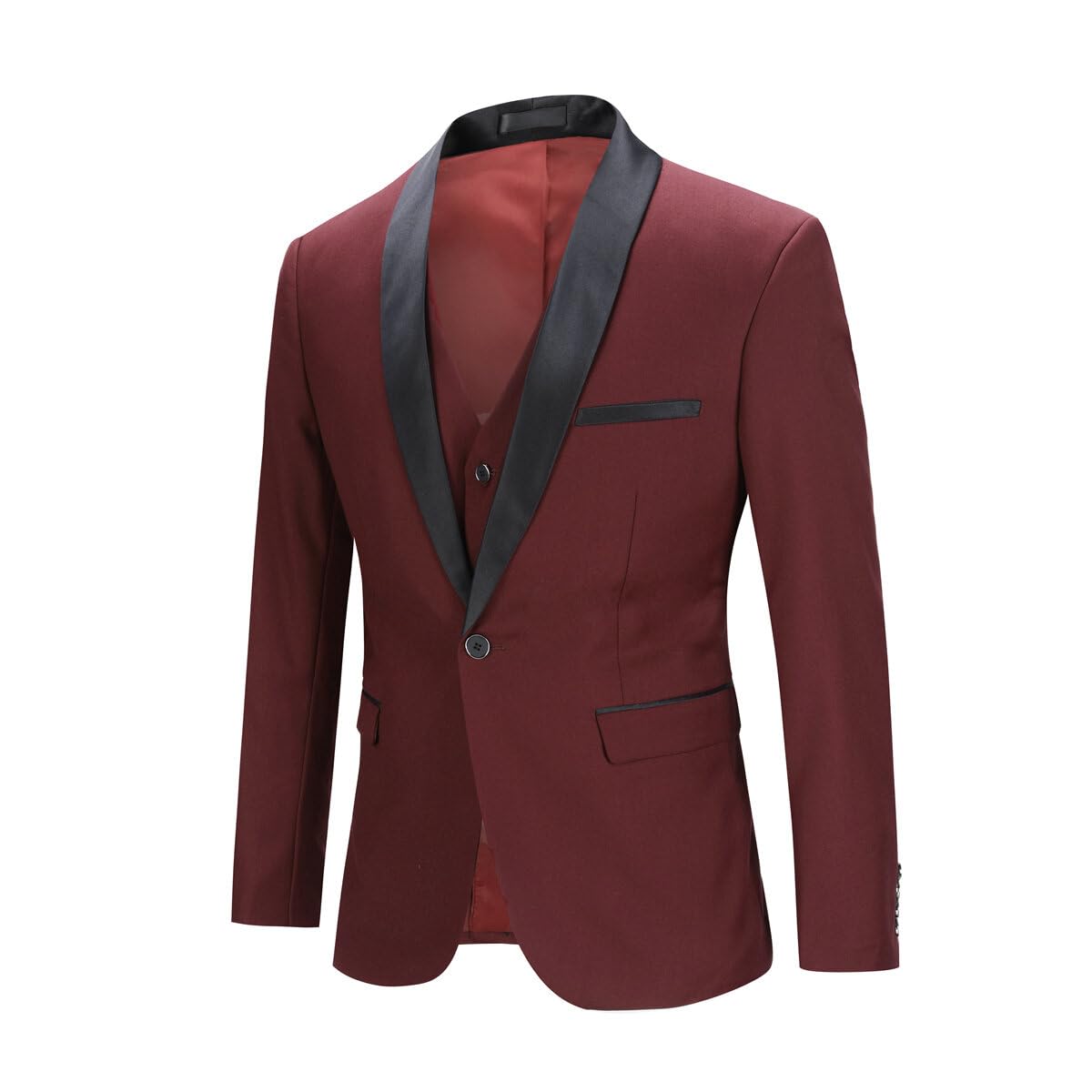 YOUTHUP Abito Uomo Slim Fit 3 Pezzi Abiti da Sposa Elegante Cerimonia Shawl Lapel Smoking Blazer Pantaloni Panciotto