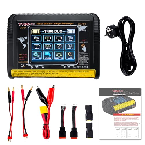 Alta compatibilità: il caricabatterie compatibile con 1S-6S LiPo/Lilon/LiFe/LiHV, 1S-15S NiMH/NiCd, 1S-10S Pb 2-20V e Smart Battery I/II/III, rileva automaticamente il numero di batterie agli ioni di litio con carica bilanciata, ricarica rapida, memoria e scarica.