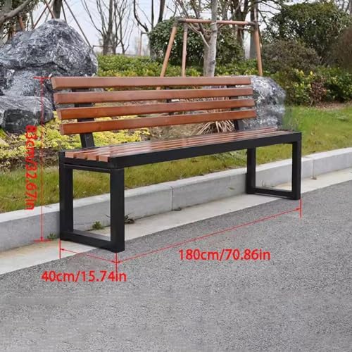 Solid Wood Outdoor Bench with Backrest - Durable Park Chair for Community & Playground - Square Leisure Seating for Indoor & Outdoor Use - Stylish & Comfortable Design