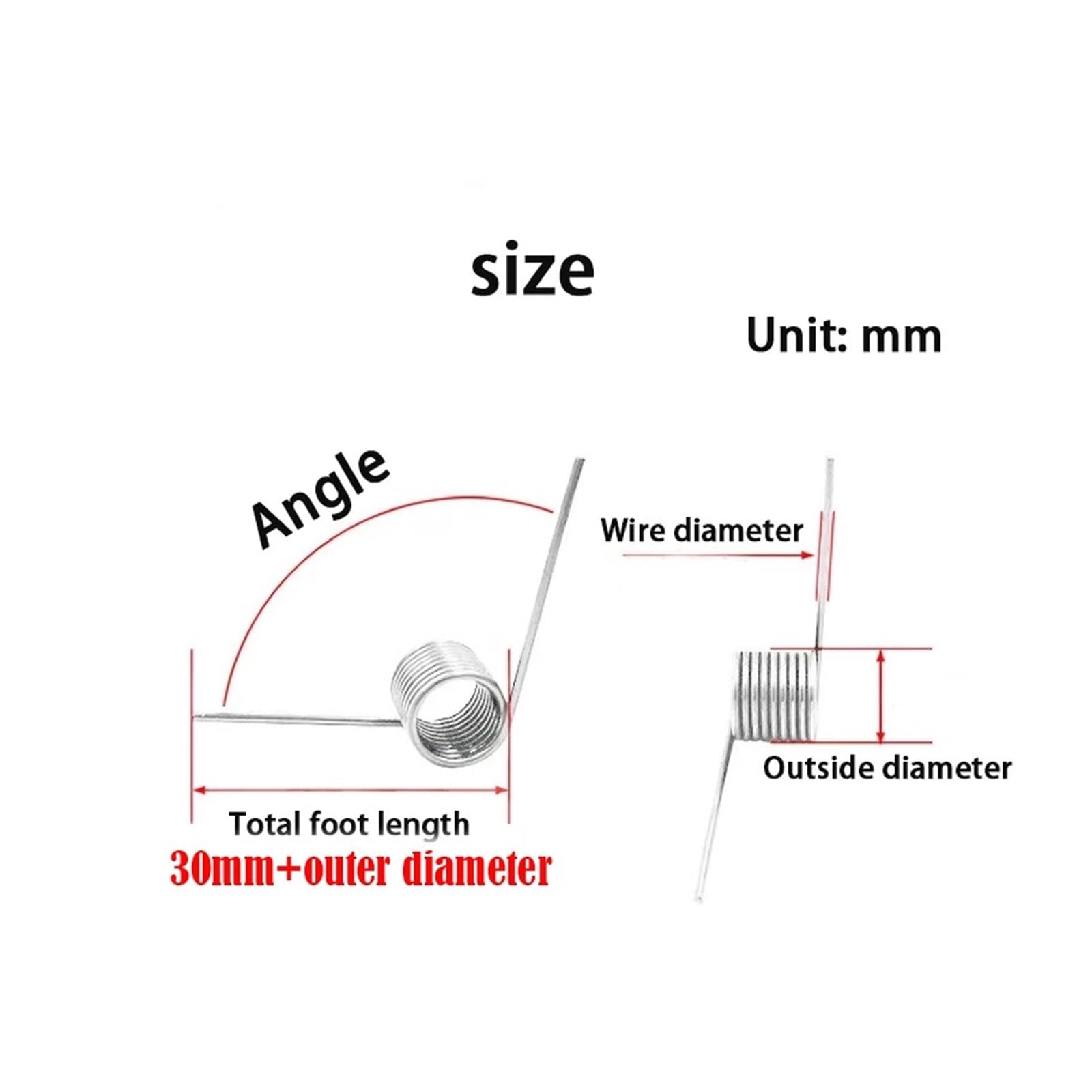 5 Stück Edelstahl-Torsionsfeder V-förmig 0,8 mm