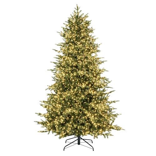 Holiday Bright Lights King Pine Sparkle 7.5 ft Pre-Lit Artificial Christmas Tree, 2,250 3mm LEDs (White & Multicolor), 7 Modes, Remote & Pedal, 50' Full LED Christmas Tree with Insta-Shape Branches