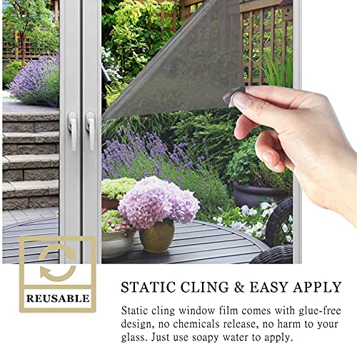 Image of WochiTV One Way Window Film 30x200cm Mirror Heat Blocking Reflective Privacy Tint UV Protection For Home And Office Non-Adhesive